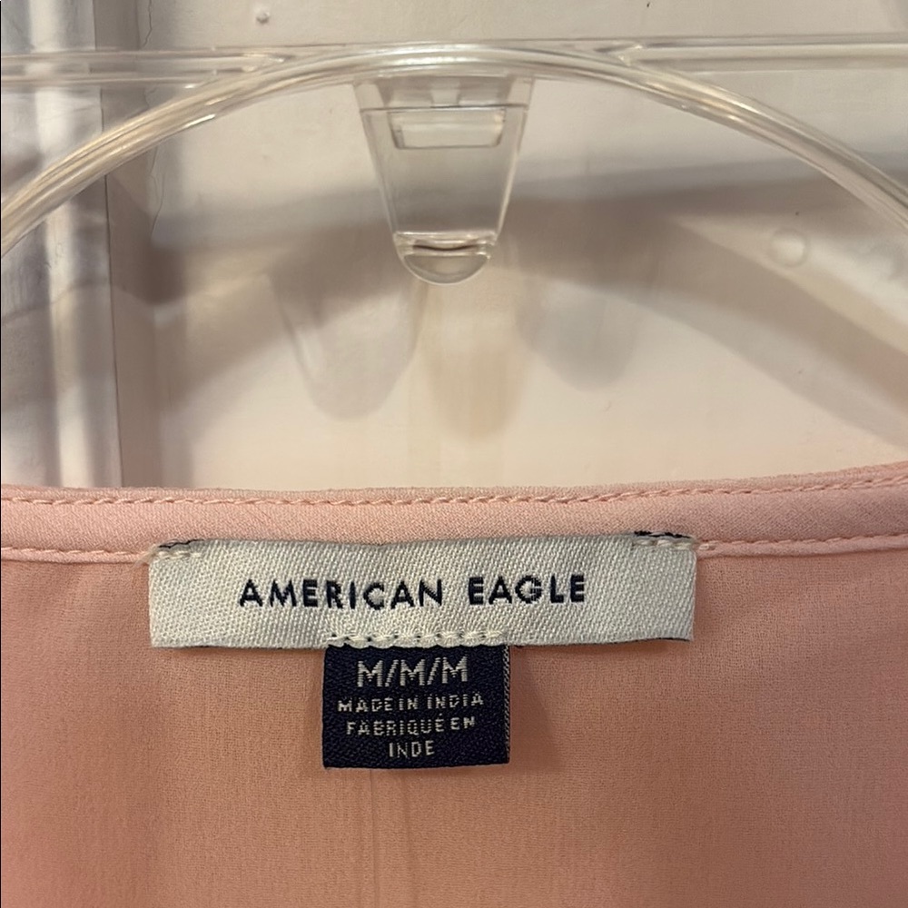 American Eagle Outfitters Pink Wrap Blouse with Ruffles - Picture 3 of 4